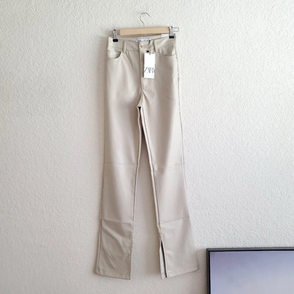 NWT Zara High Rise Faux Leather Split Ankle Bloggers Favorite Pants - Picture 9 of 9